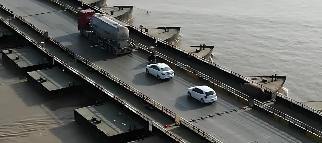 steel pontoon bridge